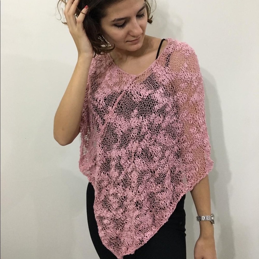 Hand knit Handmade Wool Pancho